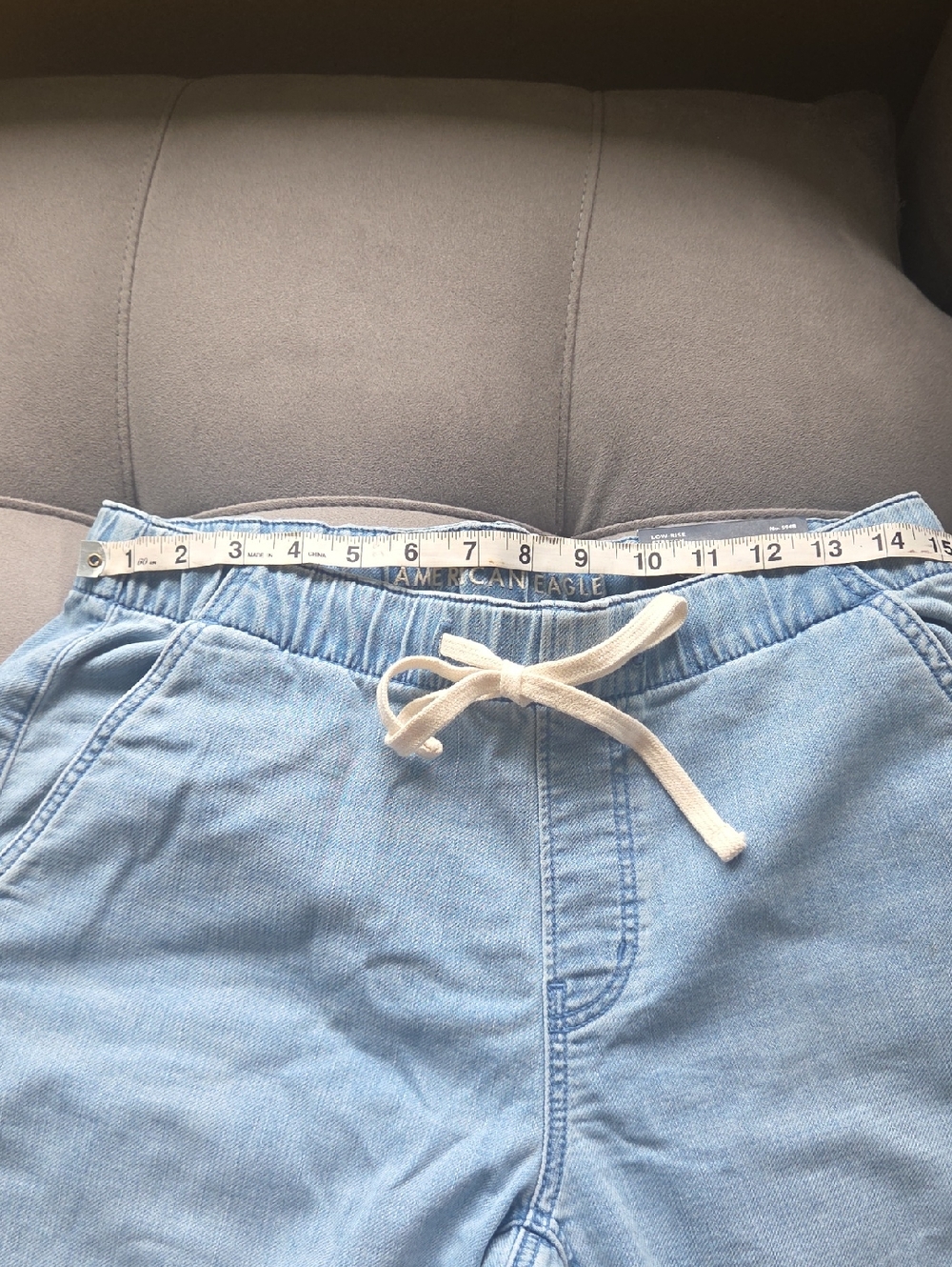 American Eagle Dreamy Drape Cozy Baggy Jogger - Light Blue Denim - Picture 6 of 7